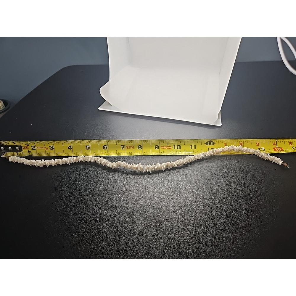 Vintage 80's White Puka Shell Necklace Choker 16" - Picture 7 of 8